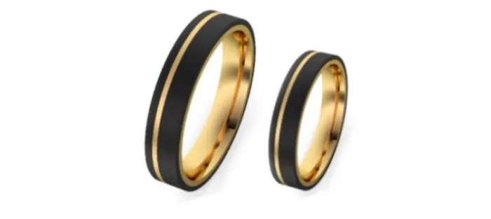 ALIANZAS CARBONO Y ORO AMARILLO