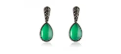 PENDIENTES GISELLE VERDE EN PLATA NEGRA