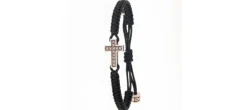 PULSERA CRUZ DIAMANTES MARRONES