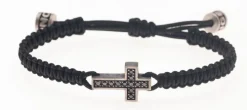 PULSERA CRUZ DIAMANTES NEGROS