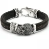 PULSERA CUERO CALAVERA NEGRA