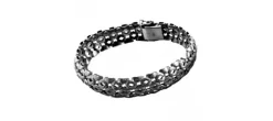 PULSERA MYADN CALADA PLATA NEGRA