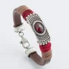 PULSERA RAIVE CUERO GRANATE