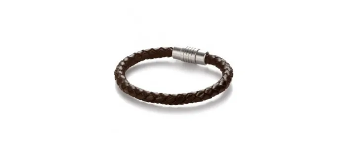 PULSERA TENO CUERO MARRON TRENZADO
