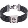 PULSERA VIRGEN CUEROS DIAMANTES NEGROS