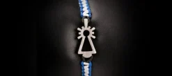 PULSERA VIRGEN NYLON BLANCA/AZUL