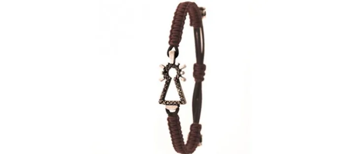 PULSERA VIRGEN NYLON CON BRILLANTES NEGRO