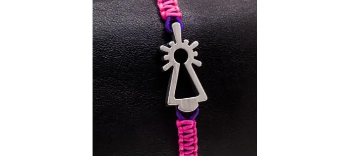 PULSERA VIRGEN NYLON ROSA/MORADA