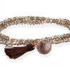 PULSERA ZEN MARRON Y PLATA ROSA
