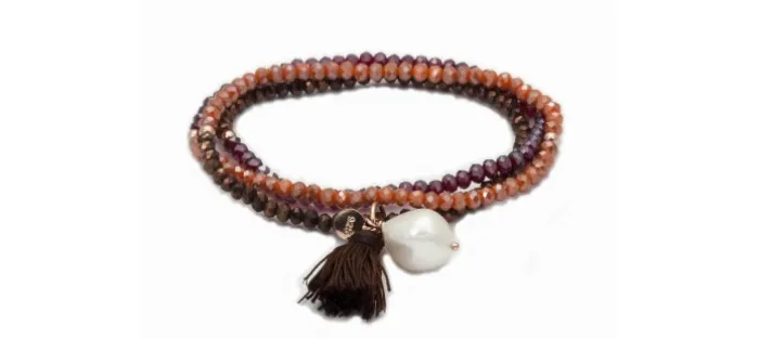 PULSERA ZEN MARRON Y ROJO
