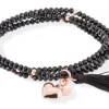 PULSERA ZEN NEGRA CORAZON ROSA