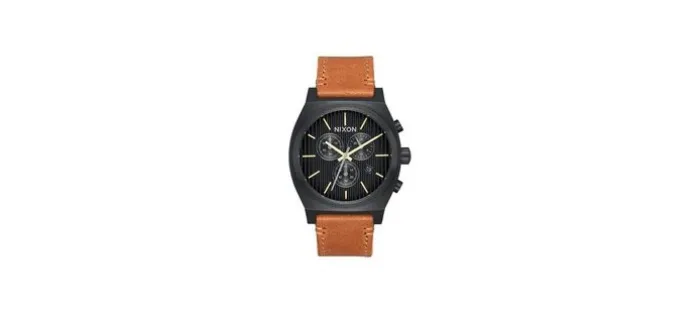 RELOJ NIXON TIME TELLER CHRONO LEATHER BLACK/STAMPED